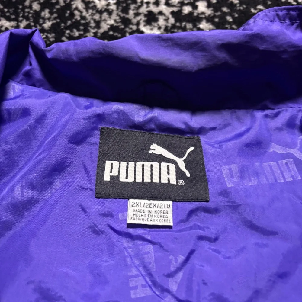 Vintage Puma Minnesota Vikings NFL Windbreaker Jacket Mens 2XL Purple Full Zip